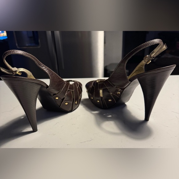 Guess by Marciano Brown Leather upper 5-Inch High Heels - Picture 6 of 10